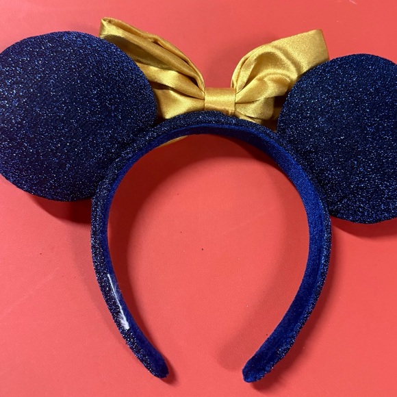 Disney Minnie Mouse WDW 50th Anniversary Jeweled Ears Headband Blue And Gold - Picture 4 of 5